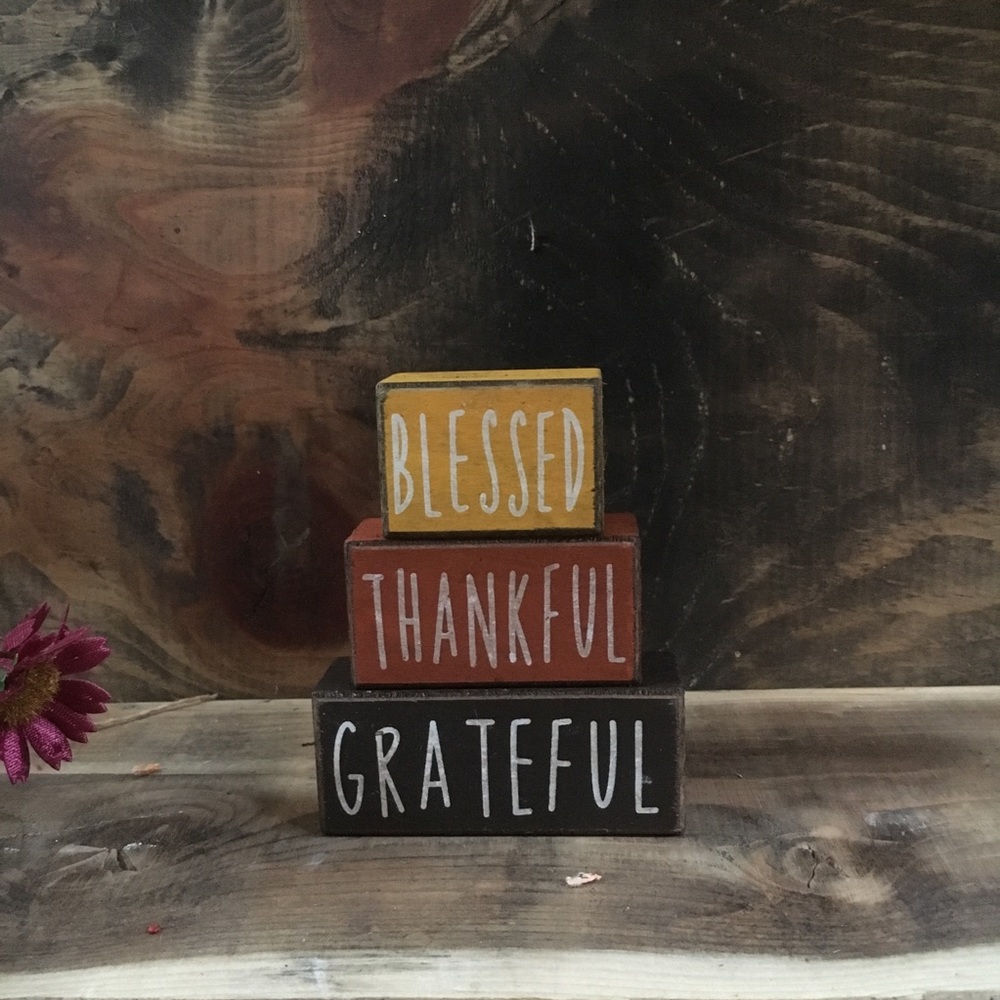 - Blessed Thankful Grateful block set